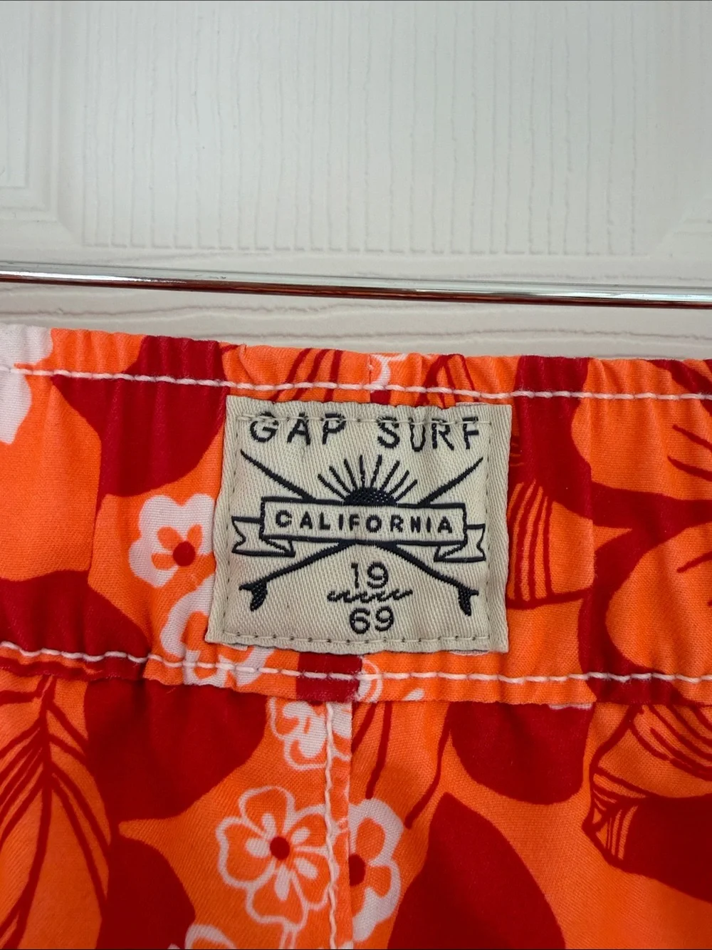 GAP Surf Boys Floral Swim Trunks Size L (10) Orange Tropical Mesh Lined